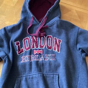 London England Gray and Red Hoodie